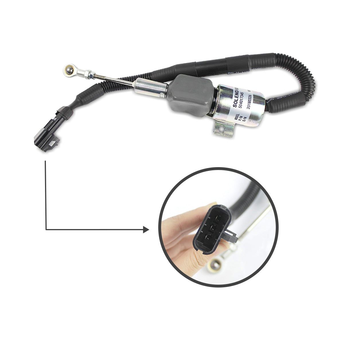 504017345 F4BE0684M Shutoff Solenoid Valve for Kobelco E215 New Holland WX200 - Image 2